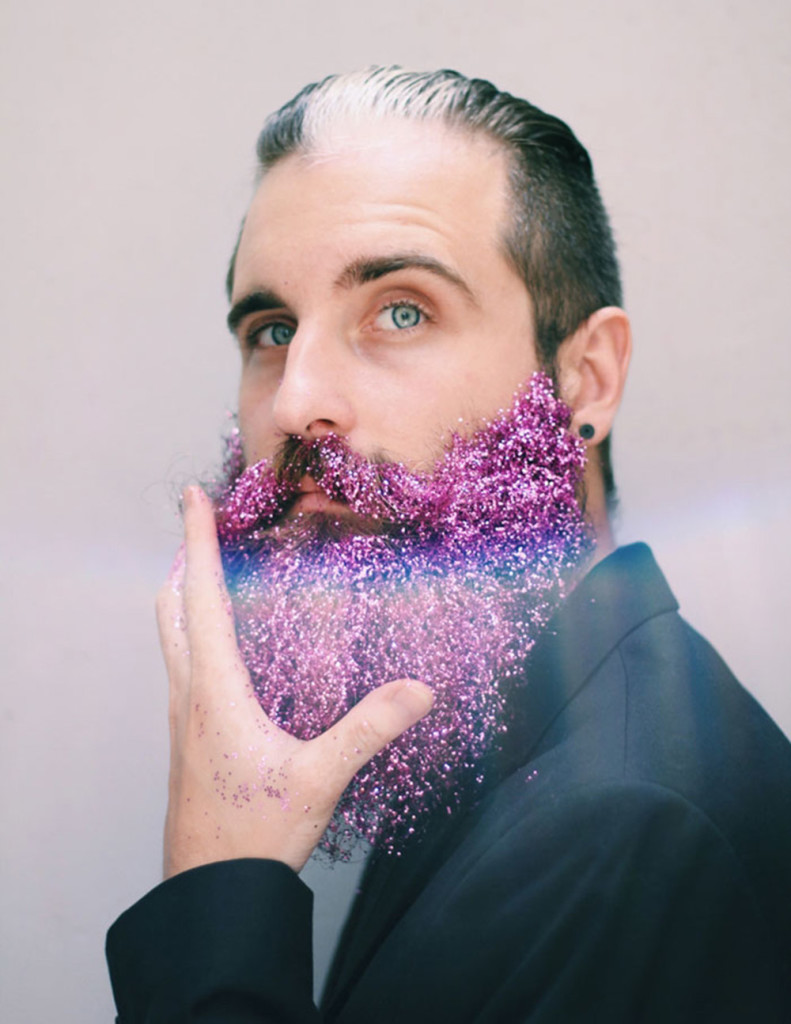 glitterbaard paars roze